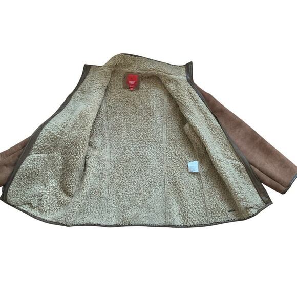 Vintage Esprit Brown Faux Suede Shearling Coat Size M 90's Classic Traditional - Picture 8 of 12